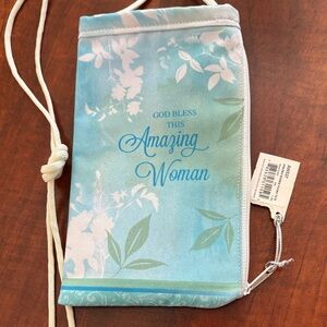 Floral Blue Crossbody Cell Phone/Makeup Bag